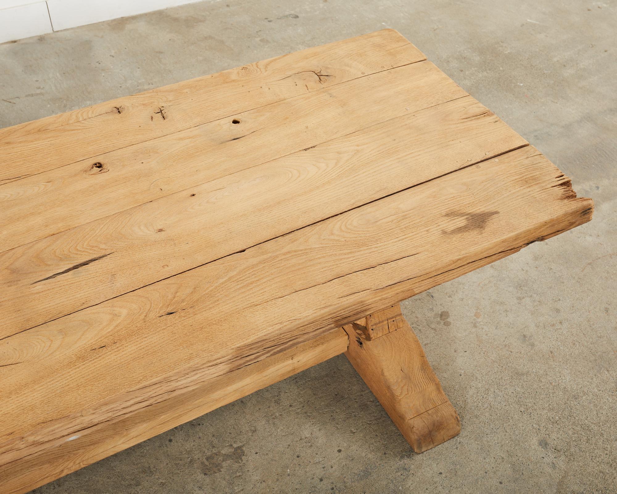 Country French Bleached Oak Farmhouse Trestle Dining Table 2