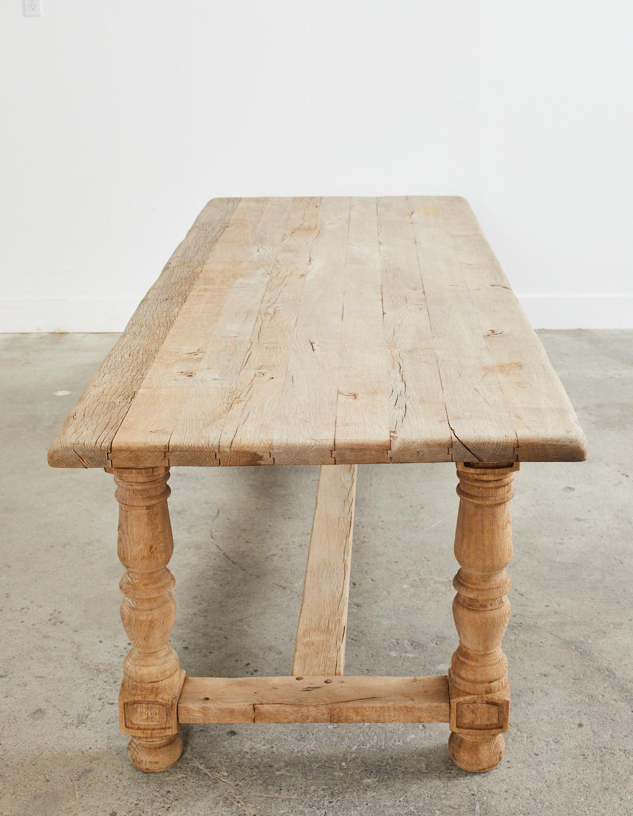Country French Bleached Oak Farmhouse Trestle Dining Table 4