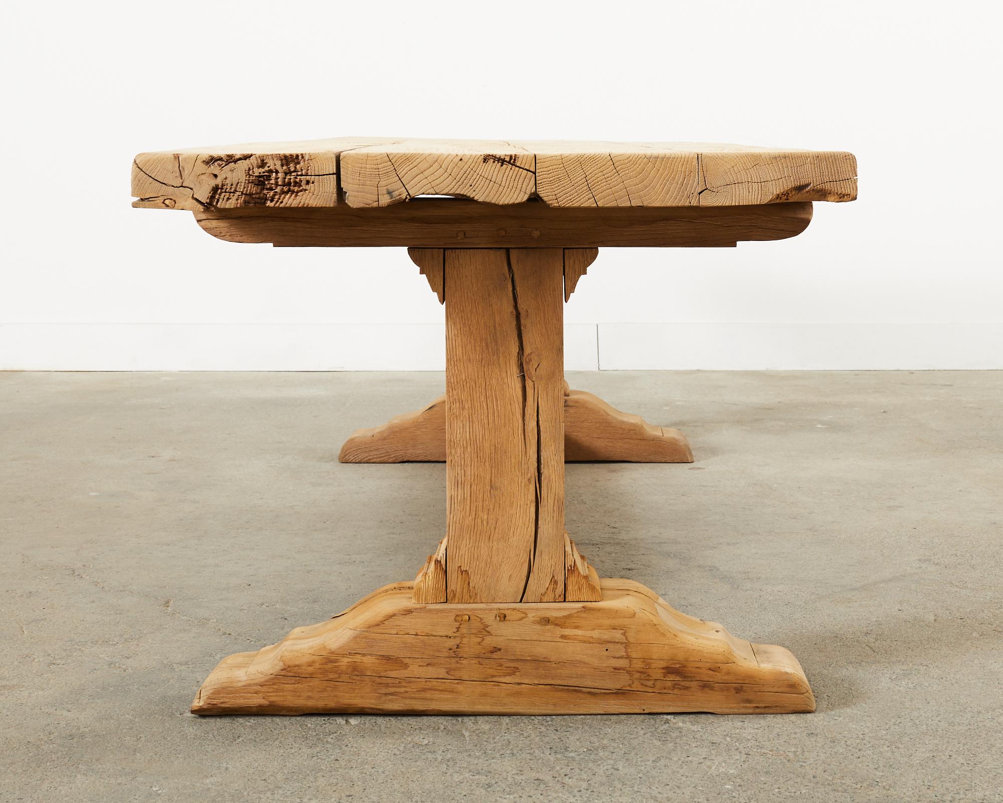 Country French Bleached Oak Farmhouse Trestle Dining Table 3