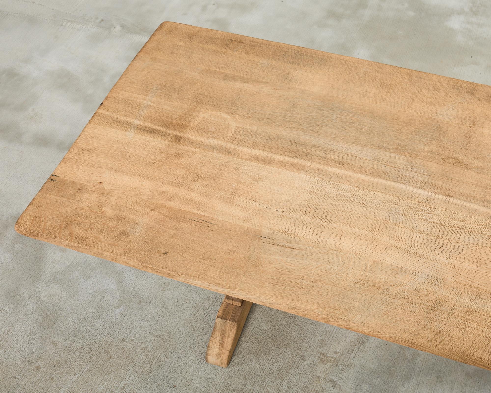 Country French Bleached Oak Farmhouse Trestle Dining Table 3