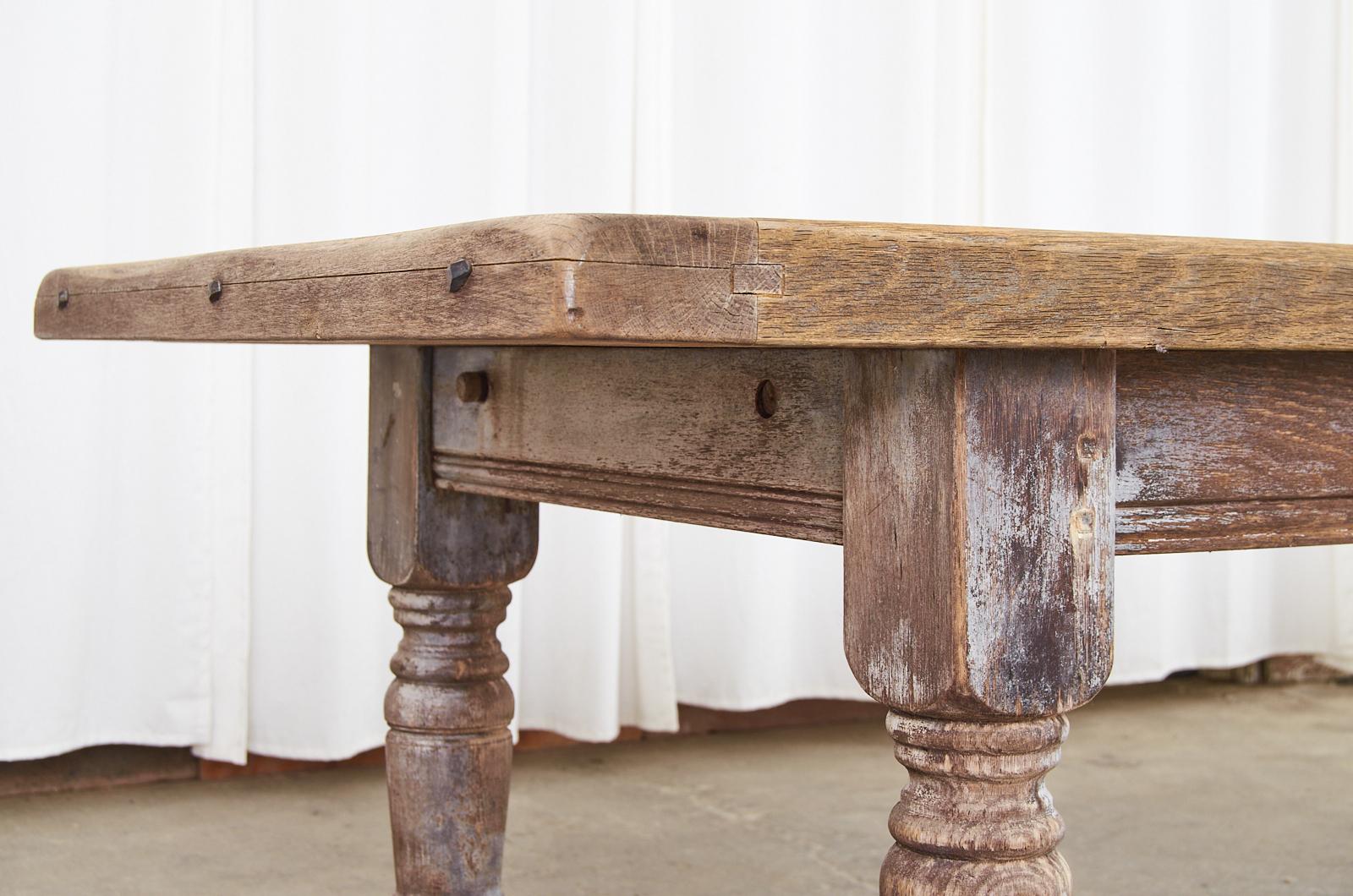 Country French Bleached Oak Farmhouse Trestle Dining Table 3