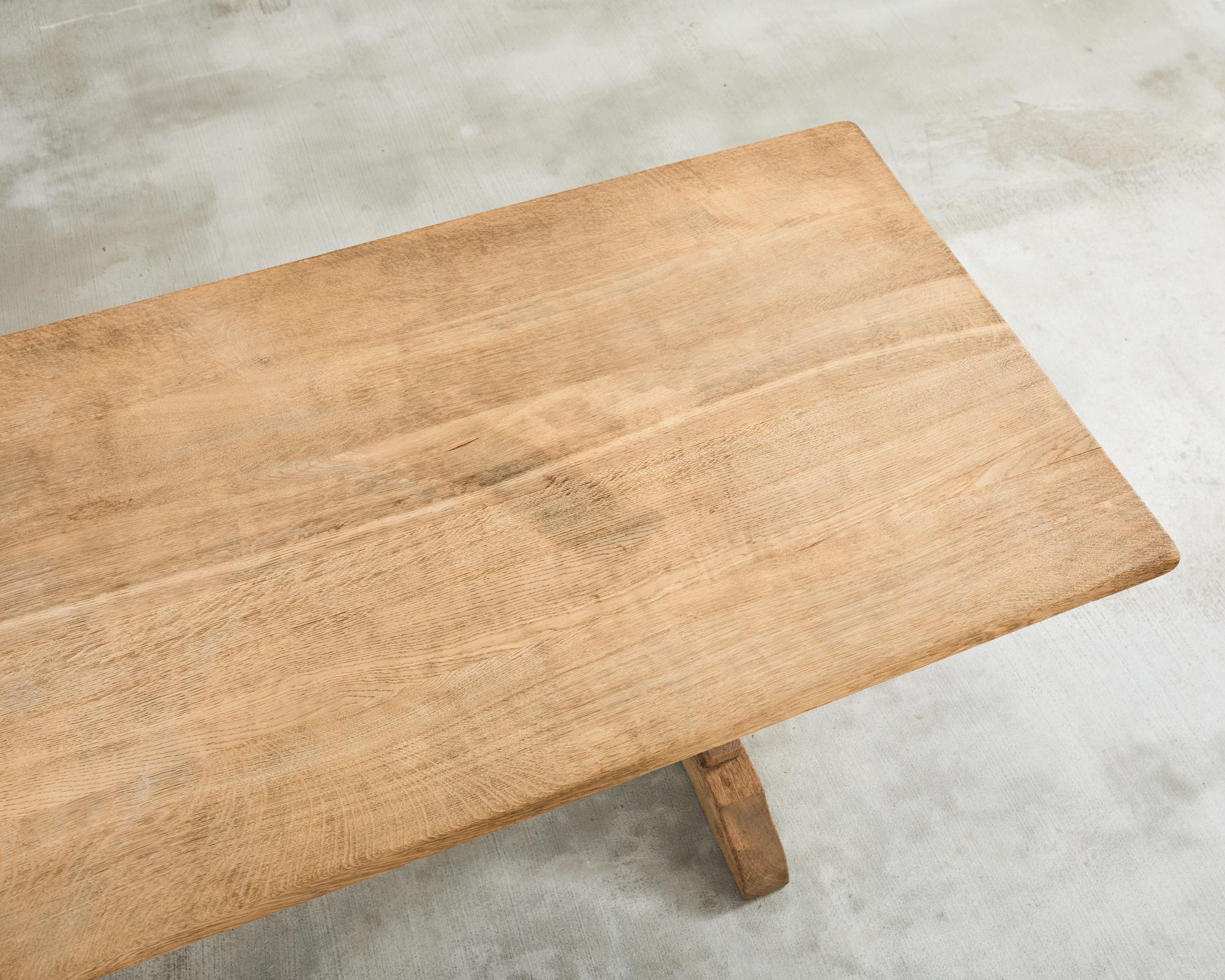 Country French Bleached Oak Farmhouse Trestle Dining Table 4
