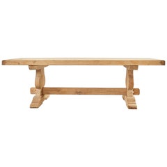 Country French Bleached Oak Farmhouse Trestle Dining Table