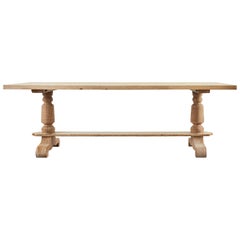 Country French Bleached Oak Farmhouse Trestle Dining Table