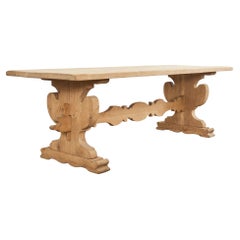 Country French Bleached Oak Farmhouse Trestle Dining Table