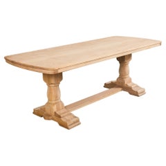 Tavolo da pranzo a cavalletto in stile rustico francese in Oak Oak sbiancato