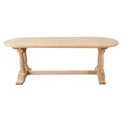 Country French Bleached Oak Oval Trestle Dining Table