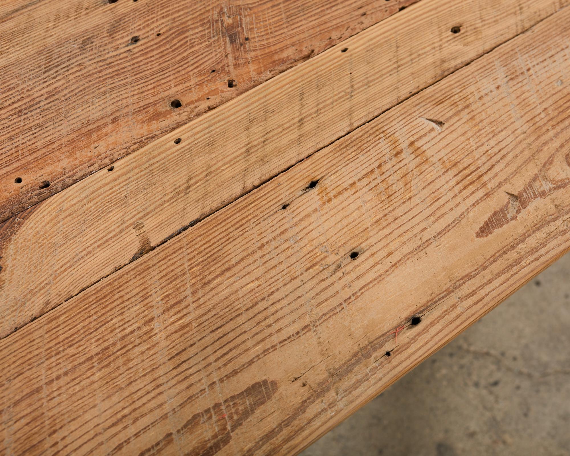 Country French Bleached Oak Pine Farmhouse Harvest Dining Table For Sale 6