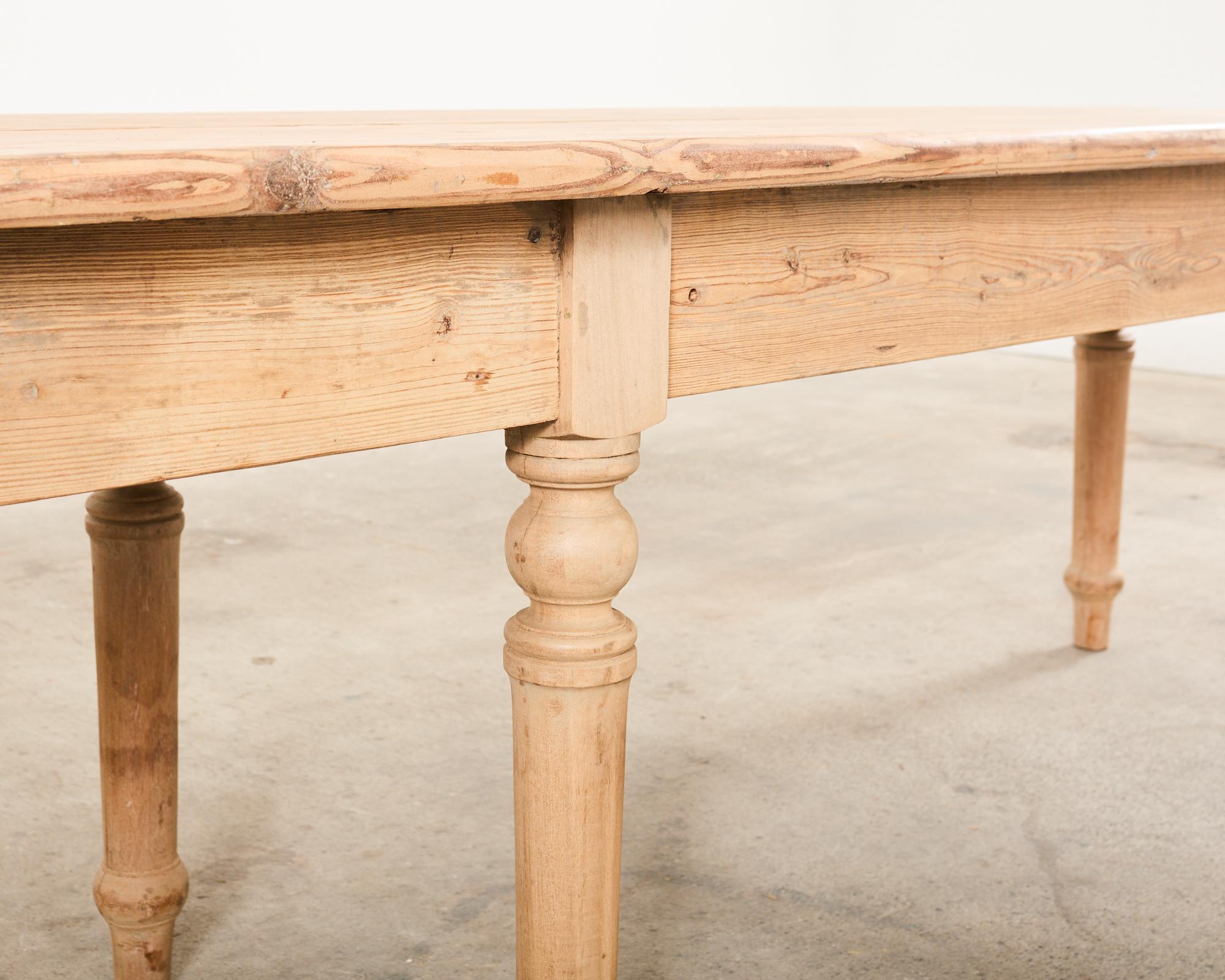 Country French Bleached Oak Pine Farmhouse Harvest Dining Table 4