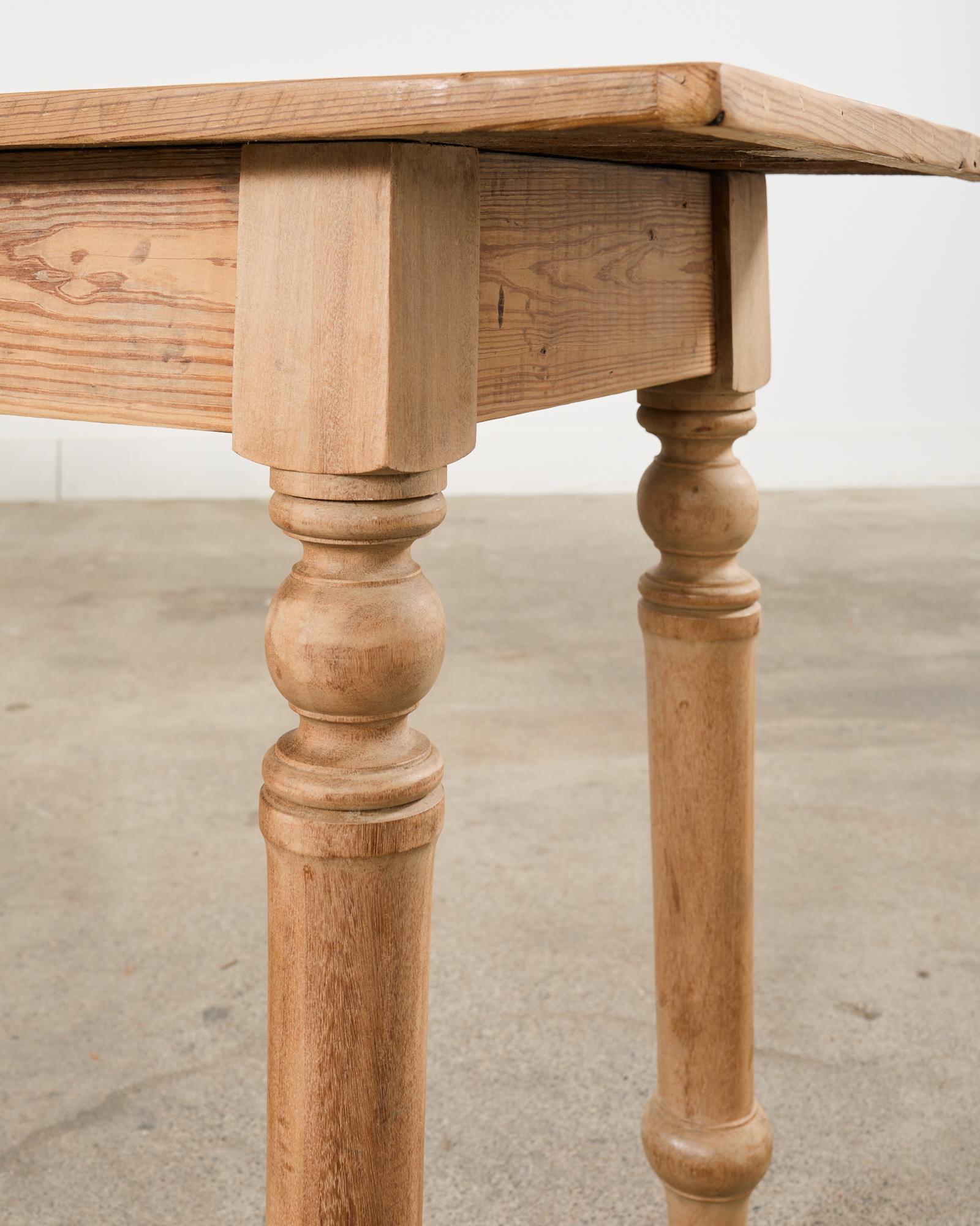 Country French Bleached Oak Pine Farmhouse Harvest Dining Table For Sale 9