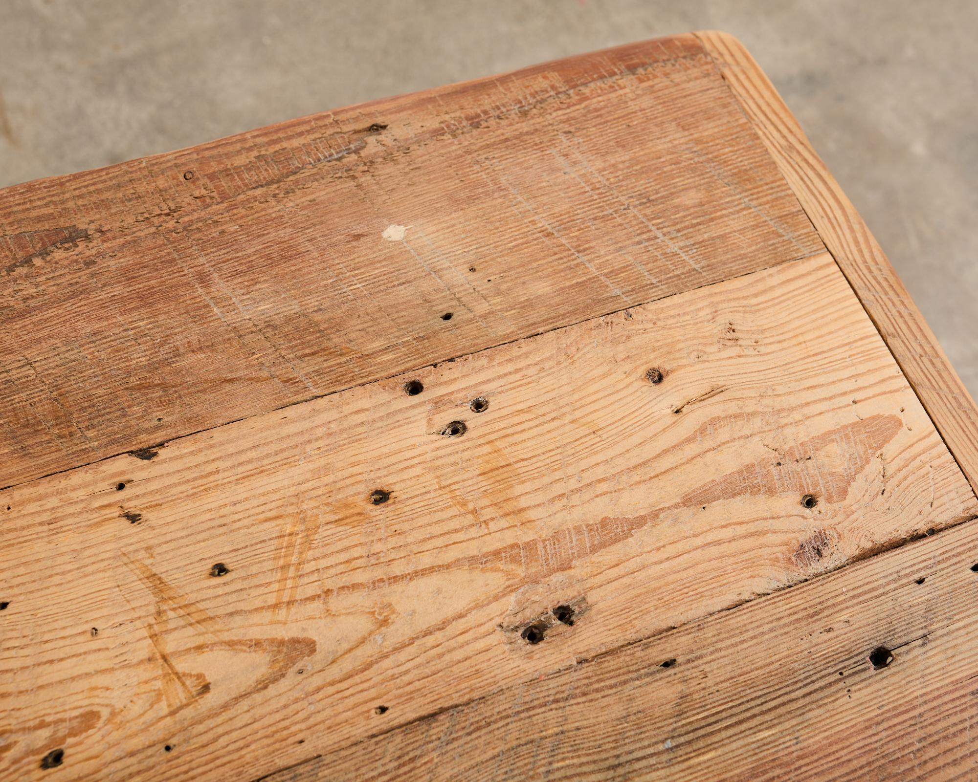 Country French Bleached Oak Pine Farmhouse Harvest Dining Table For Sale 10