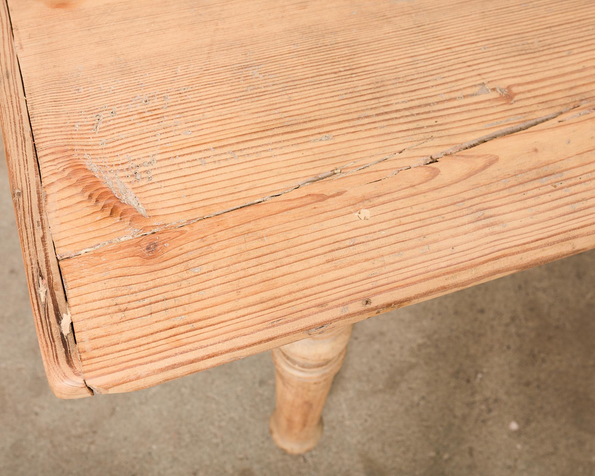 Country French Bleached Oak Pine Farmhouse Harvest Dining Table 9
