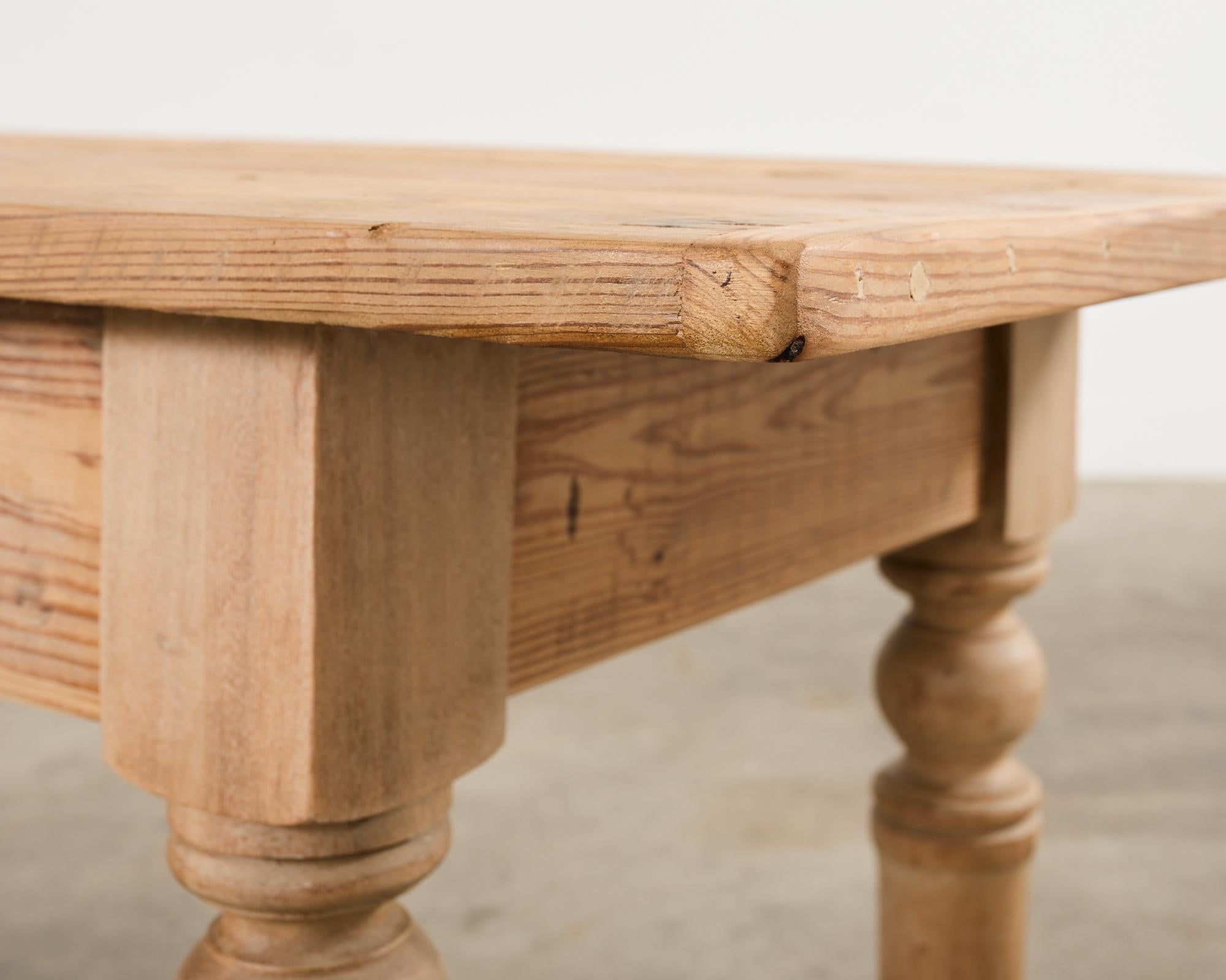 Country French Bleached Oak Pine Farmhouse Harvest Dining Table For Sale 12