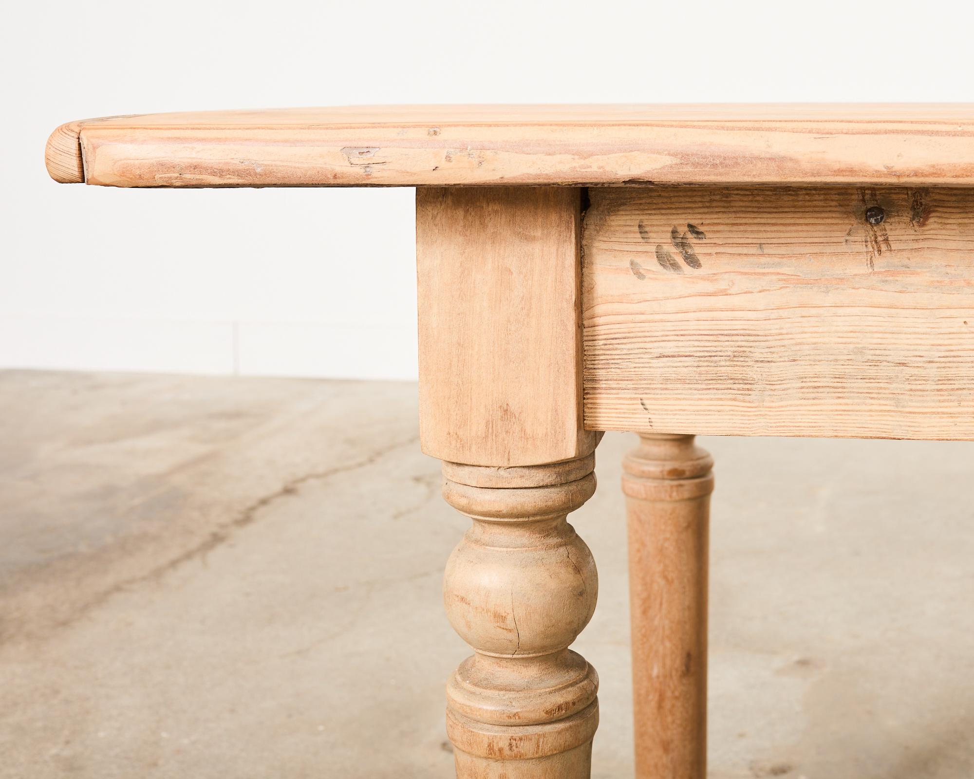 Country French Bleached Oak Pine Farmhouse Harvest Dining Table 11