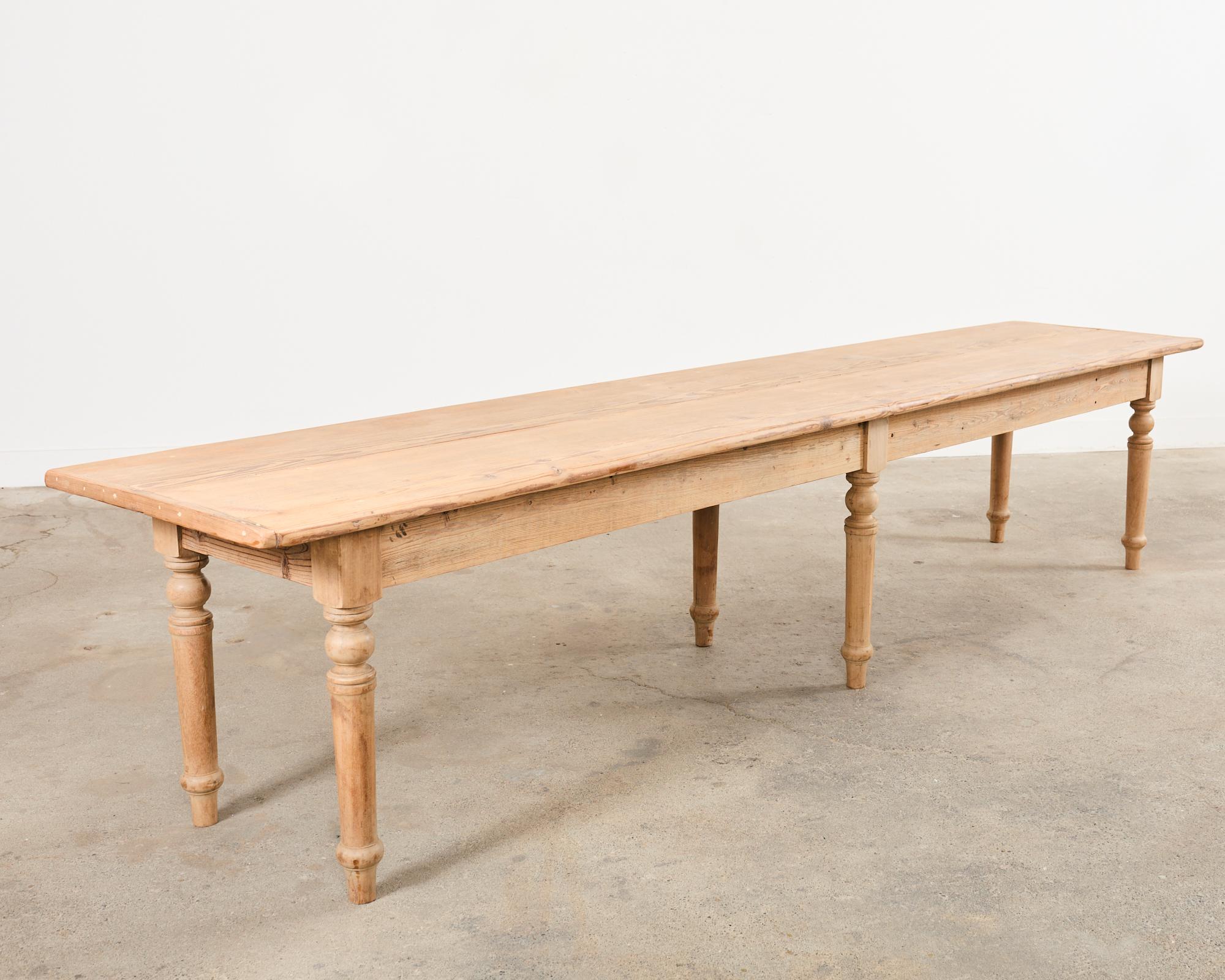 Country French Bleached Oak Pine Farmhouse Harvest Dining Table 12