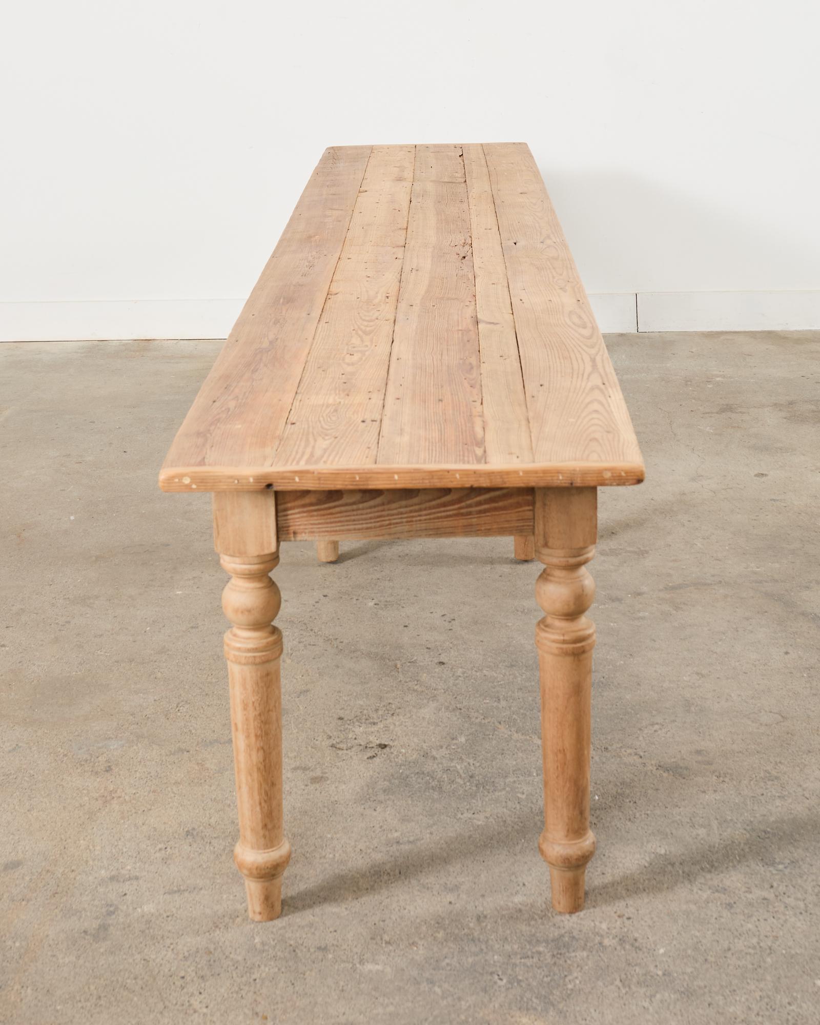Country French Bleached Oak Pine Farmhouse Harvest Dining Table For Sale 15