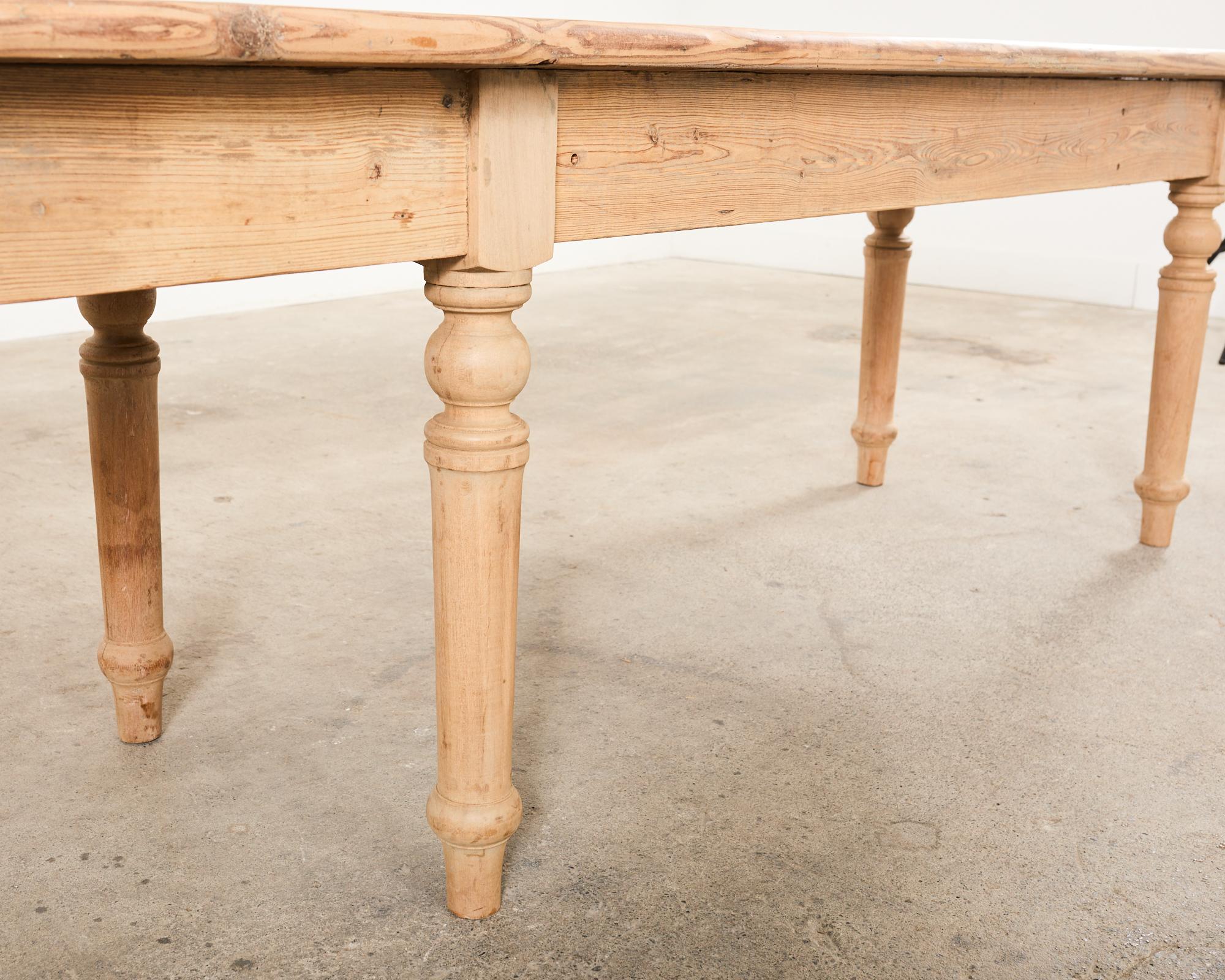 Country French Bleached Oak Pine Farmhouse Harvest Dining Table 13