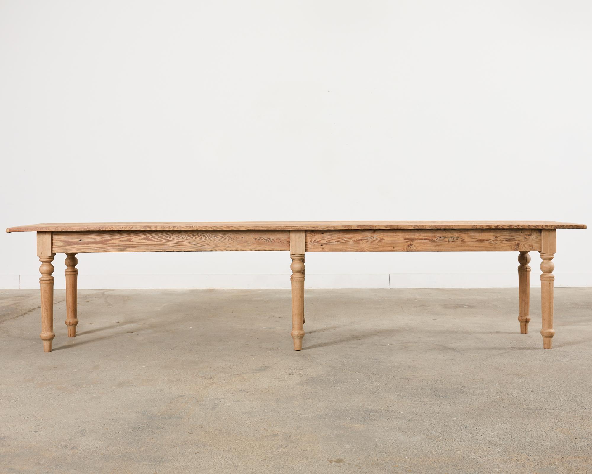 Country French Bleached Oak Pine Farmhouse Harvest Dining Table For Sale 16