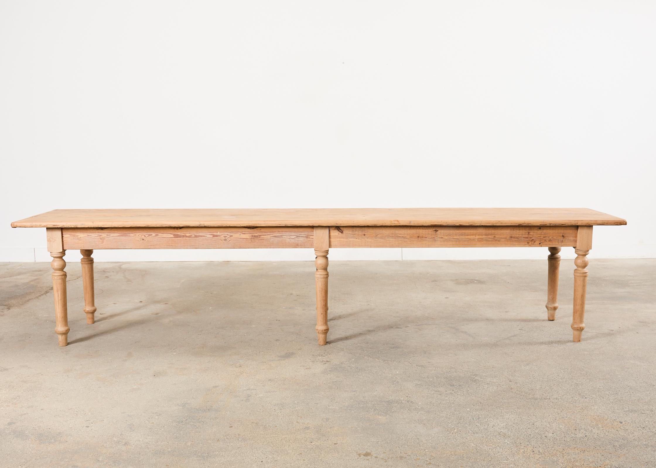 Country French Bleached Oak Pine Farmhouse Harvest Dining Table 14