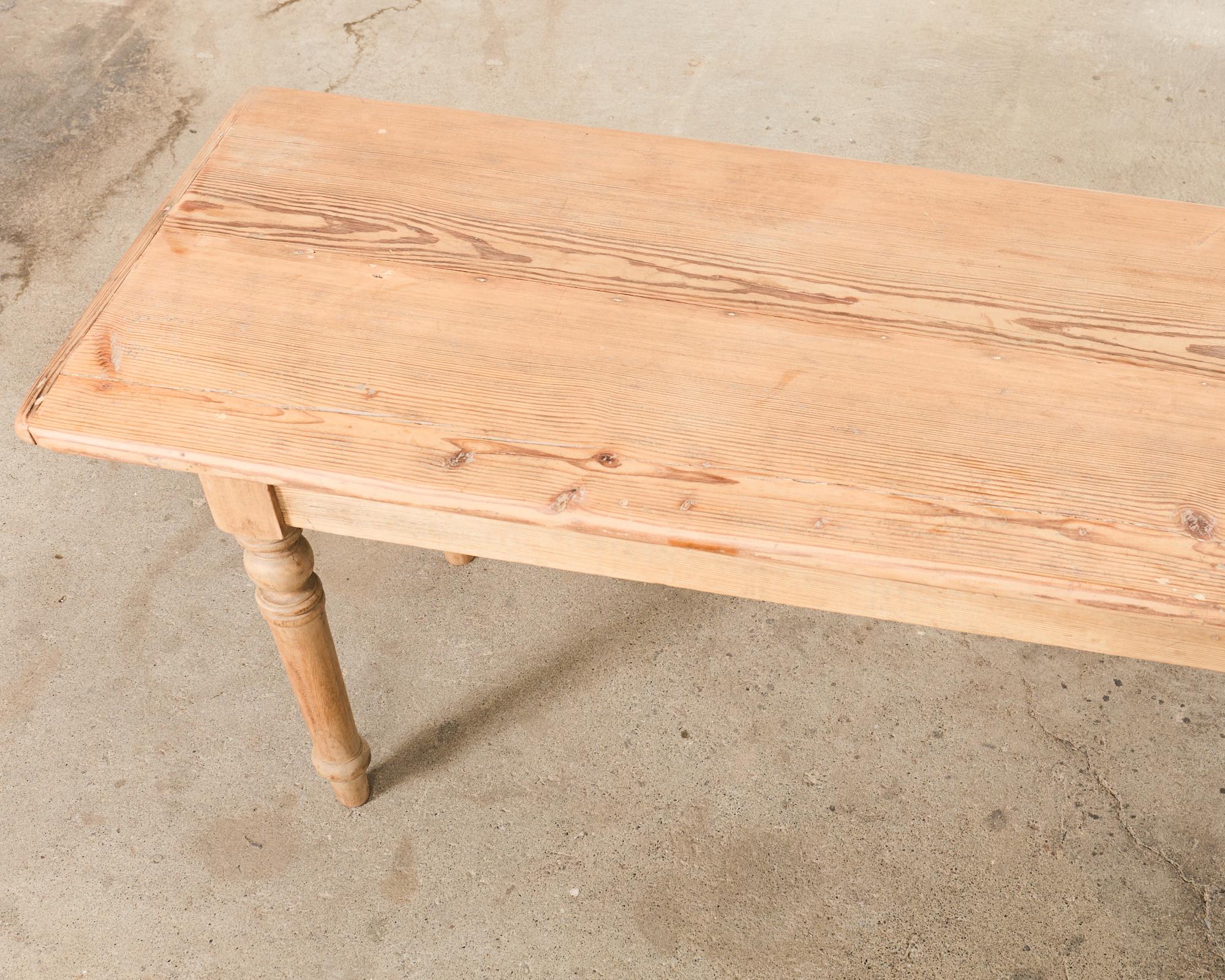 Hand-Crafted Country French Bleached Oak Pine Farmhouse Harvest Dining Table