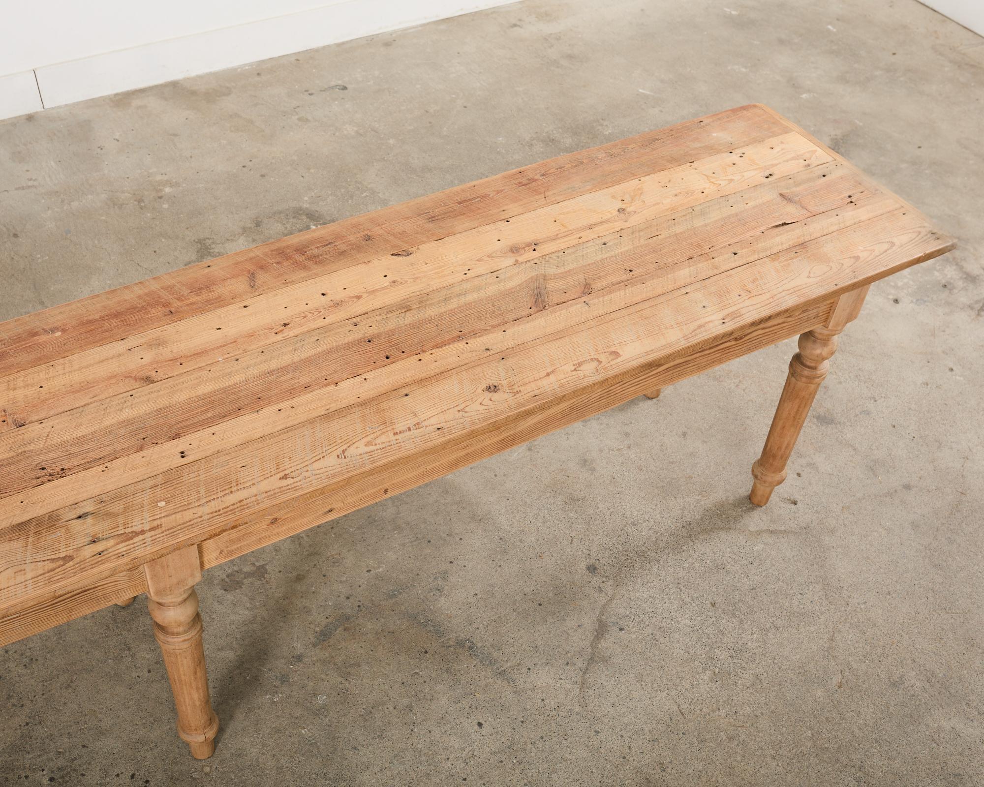 Country French Bleached Oak Pine Farmhouse Harvest Dining Table For Sale 3