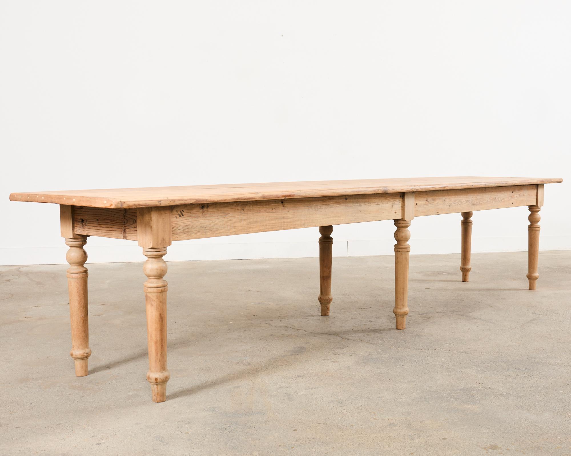Country French Bleached Oak Pine Farmhouse Harvest Dining Table 1