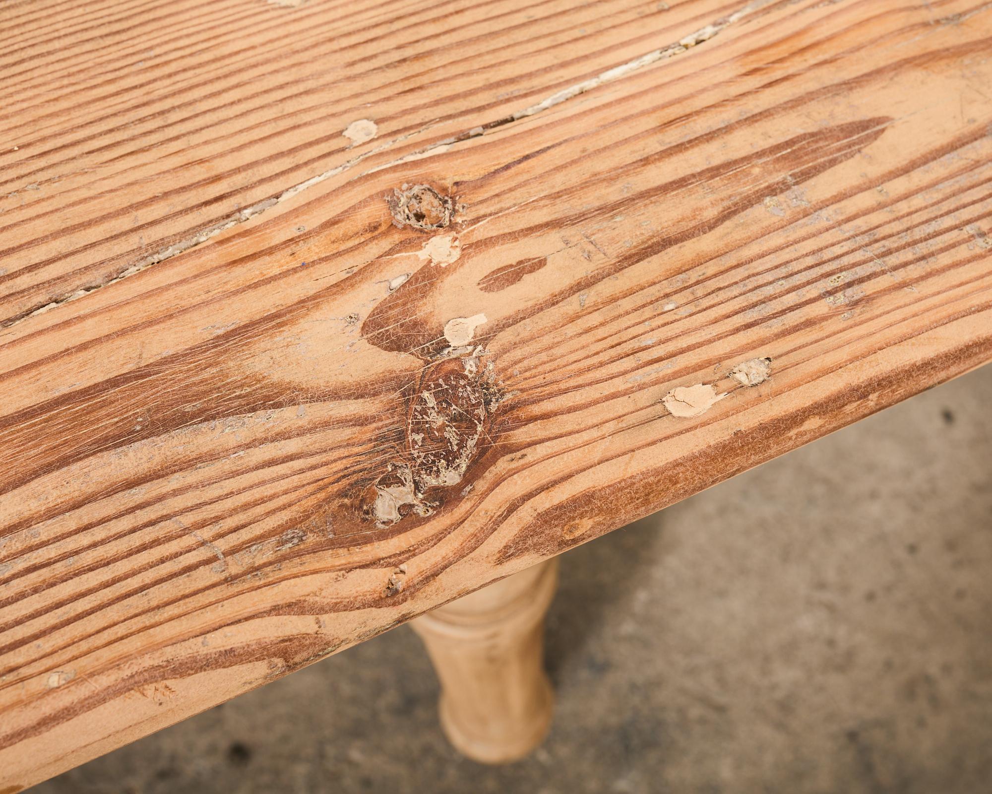 Country French Bleached Oak Pine Farmhouse Harvest Dining Table 2