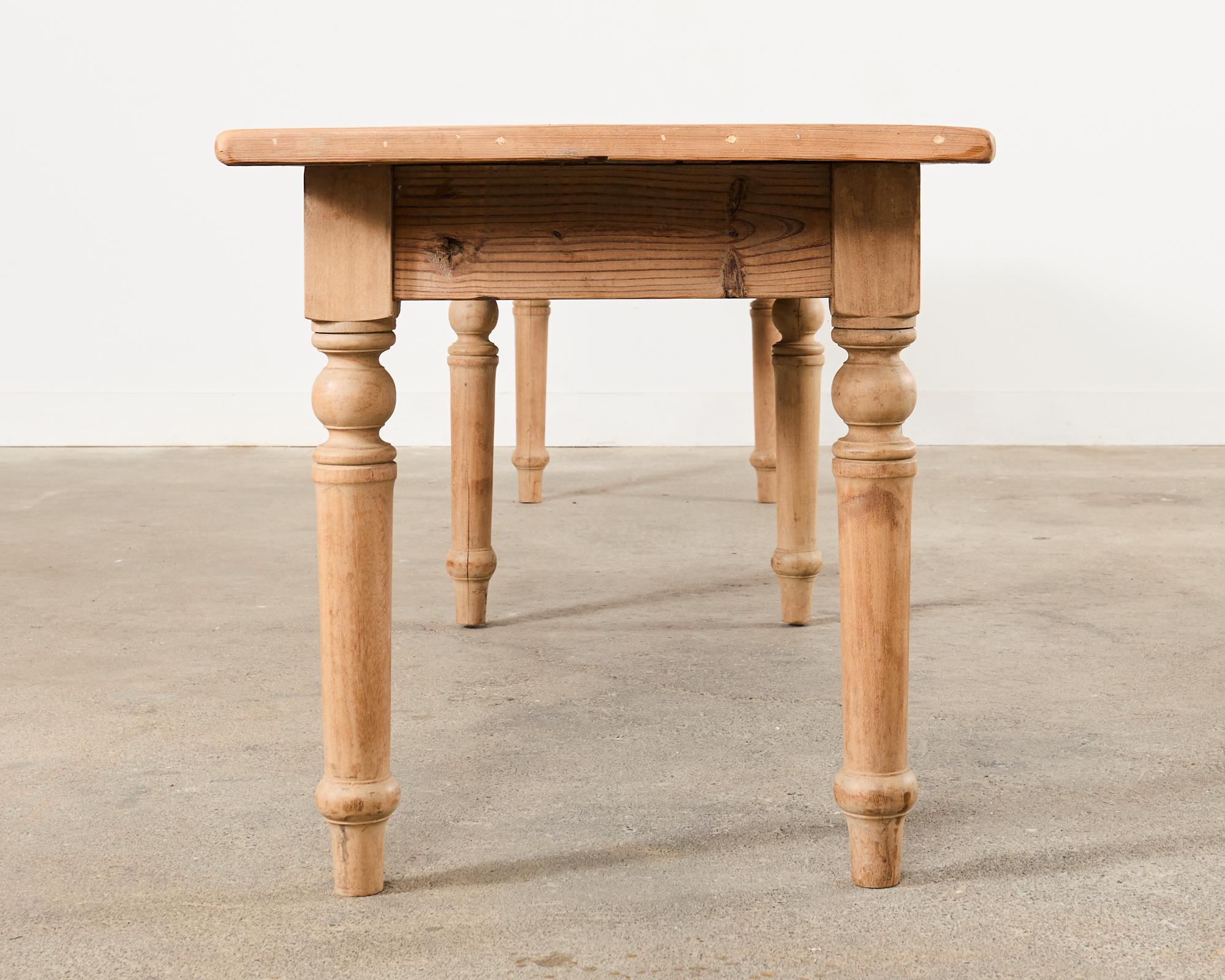 Country French Bleached Oak Pine Farmhouse Harvest Dining Table 3