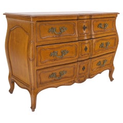 Used Country French Bombay Shape Massive Solid Wood Three Drawers Dresser Chest 