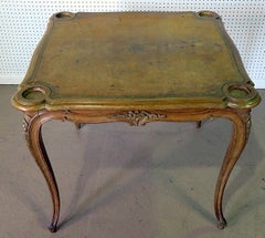 Louis XVI Leather Top Games Card Table, Attributed to Don Rousseau