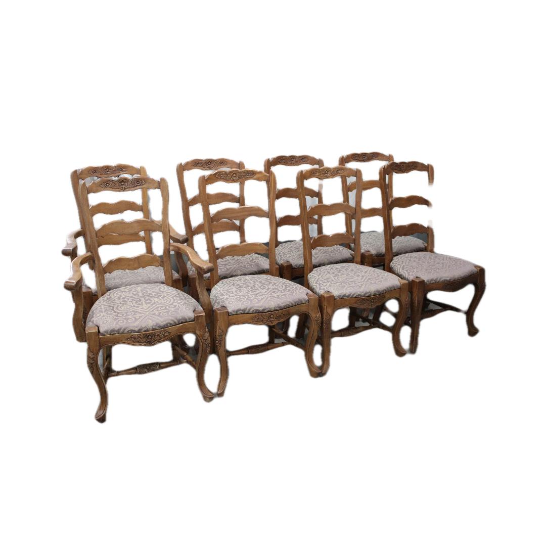 Set of 8 Country French Style Carved Dining Chairs  2