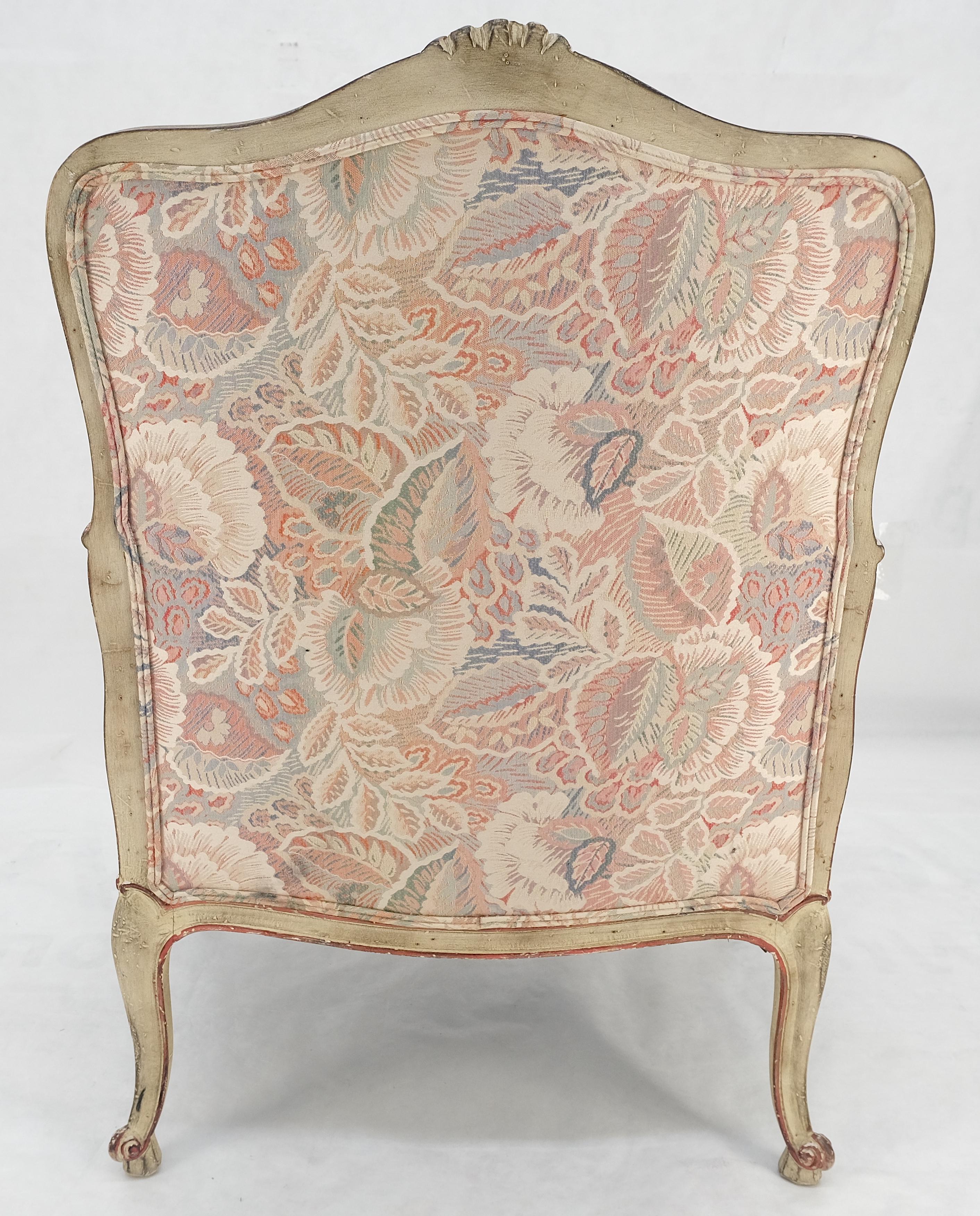 Country French Carved Upholstered Lounge Club Chair c1960s Wide Comfortable Seat For Sale 6