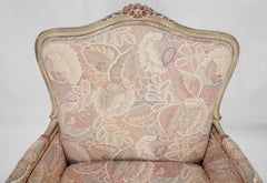 Country French Carved Upholstered Lounge Club Chair c1960s Wide Comfortable Seat
