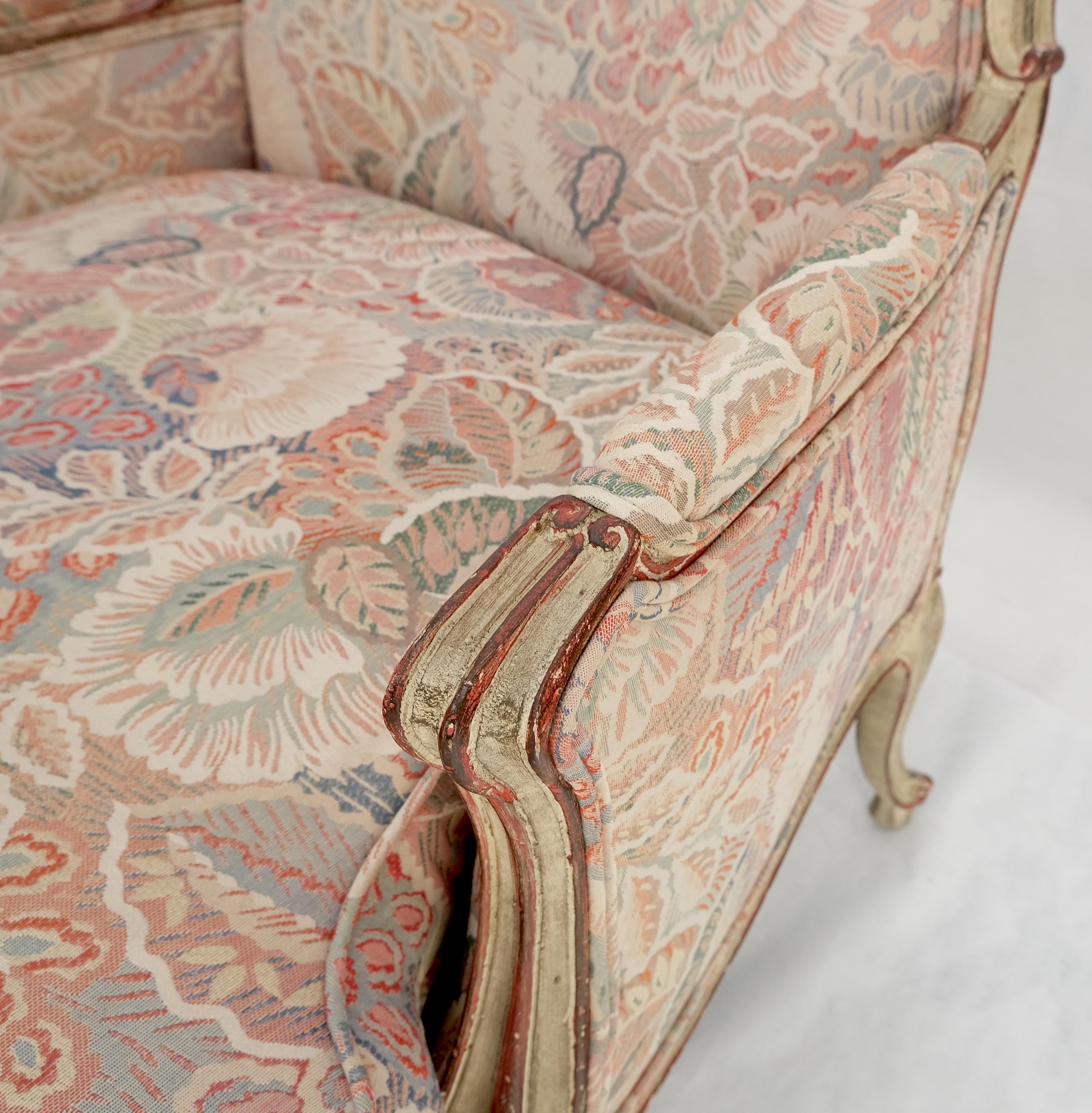 Country French Carved Upholstered Lounge Club Chair c1960s Wide Comfortable Seat In Good Condition For Sale In Rockaway, NJ