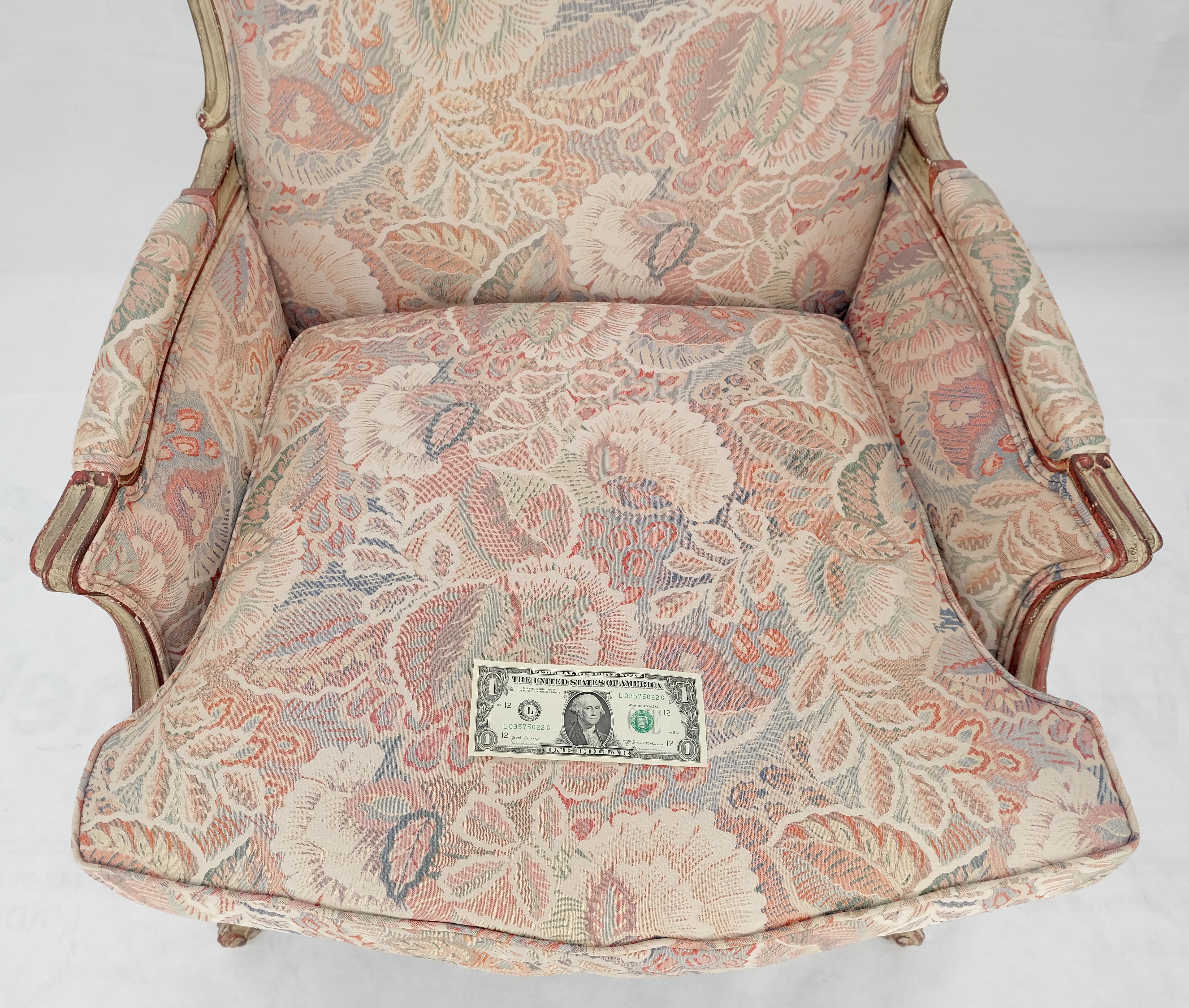 Country French Carved Upholstered Lounge Club Chair c1960s Wide Comfortable Seat For Sale 1