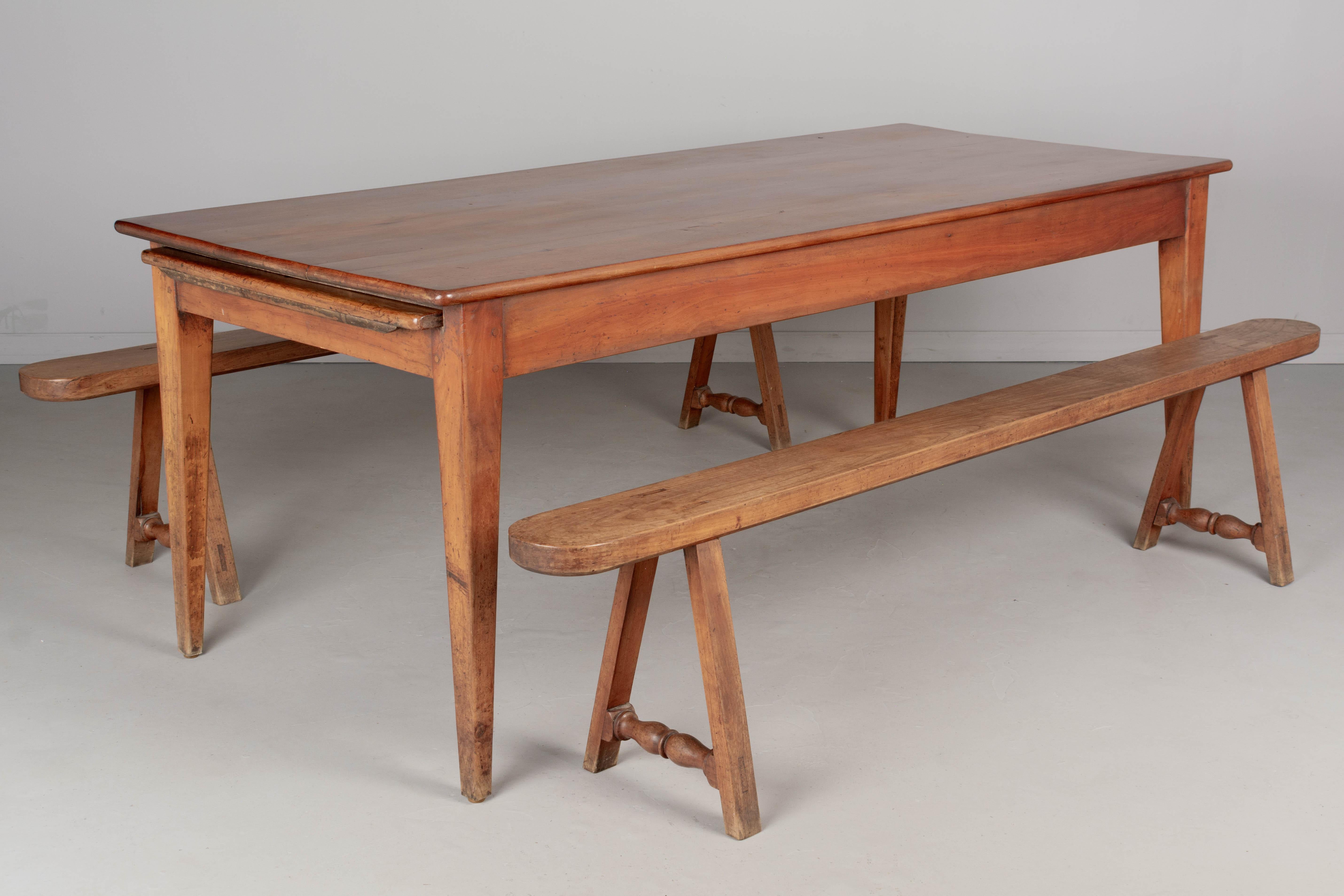 20th Century Country French Cherry Farm Table or Dining Table For Sale