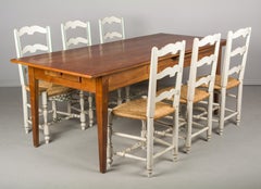 Country French Cherry Farm Table with Benches