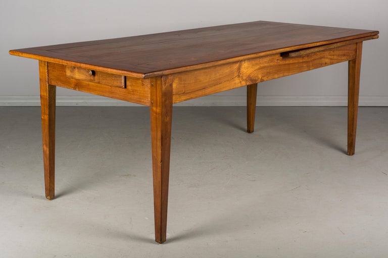 Country French Cherry Farm Table with Benches at 1stDibs