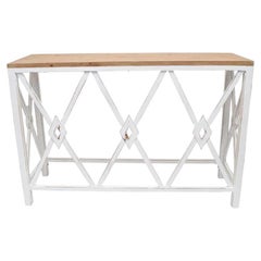 Country French Diamond White Wash Hall Table
