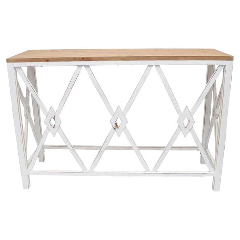 Country French Diamond White Wash Hall Table For Sale at 1stDibs