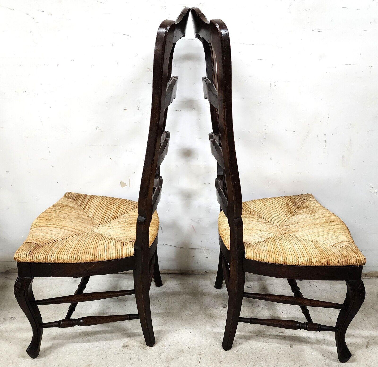 French Provincial Country French Dining Chairs Rush Seat Ladderback Mid Century '6' For Sale