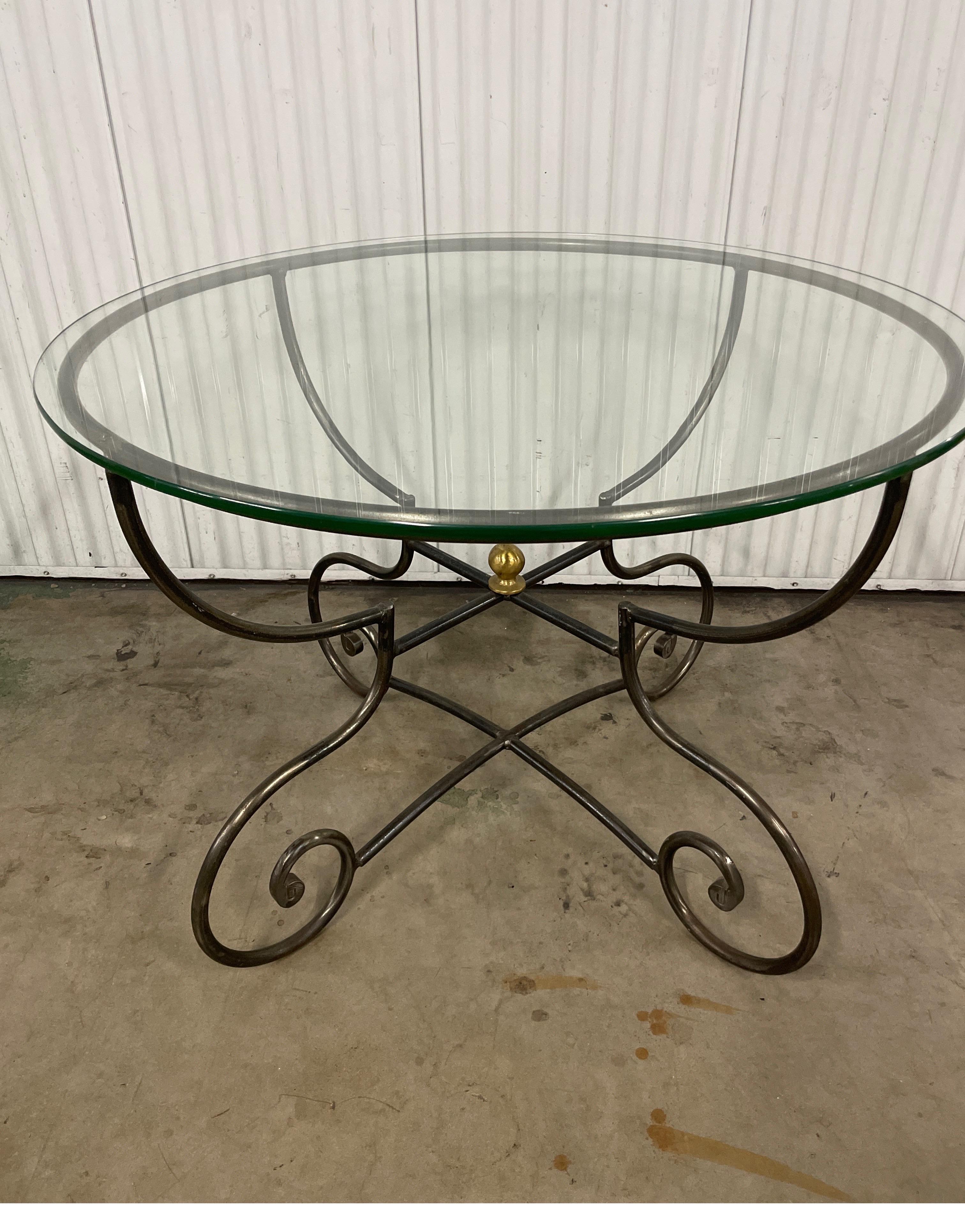 Brass Country French Dining or Center Table by Pierre Deux For Sale
