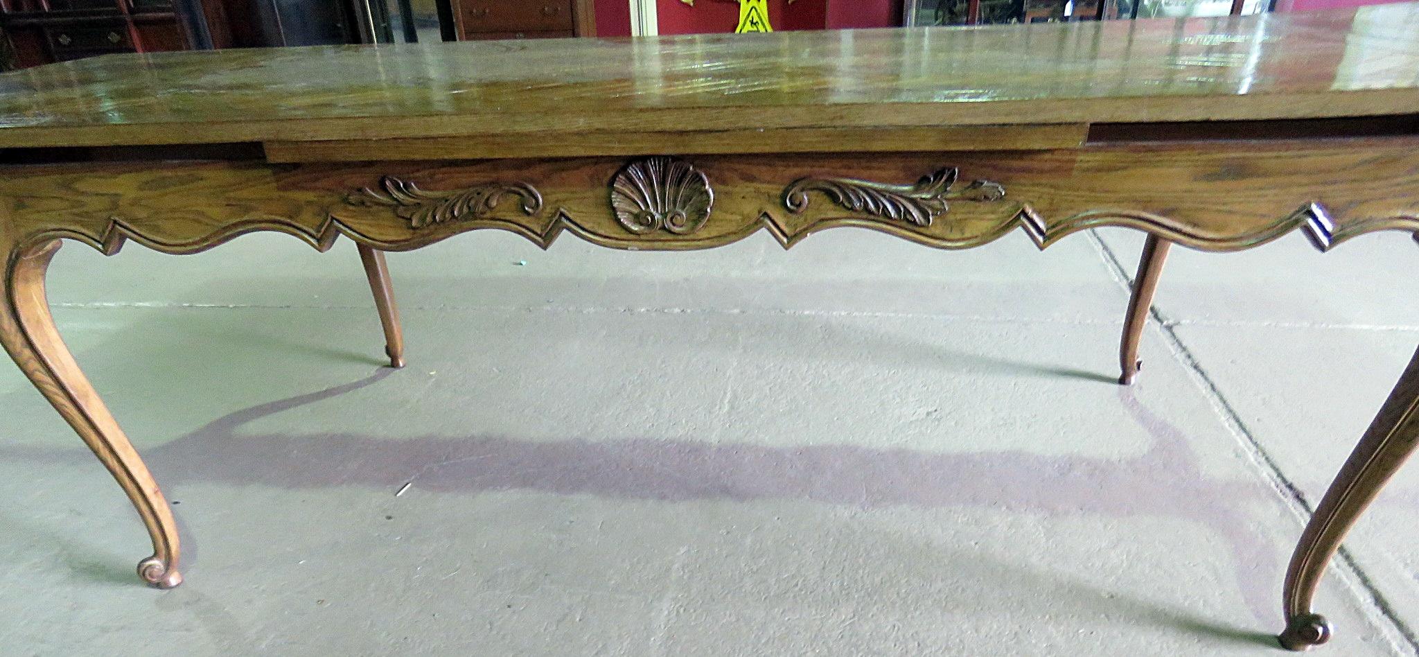 Solid Oak Country French Louis XV Dining Room Table Attributed to Don Rousseau 4