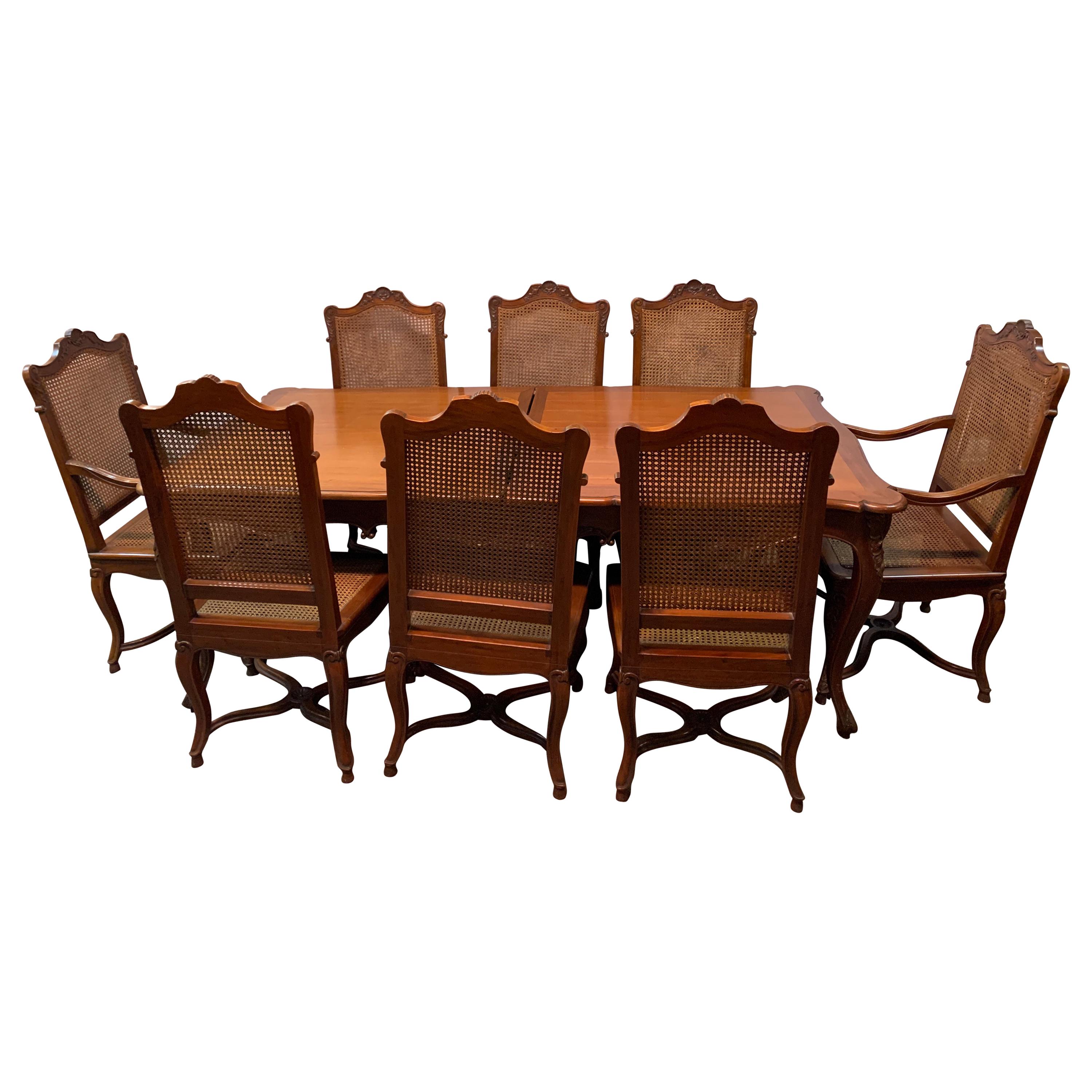 Dining Table and Eight Chairs, Dining Room Set Country French Custom