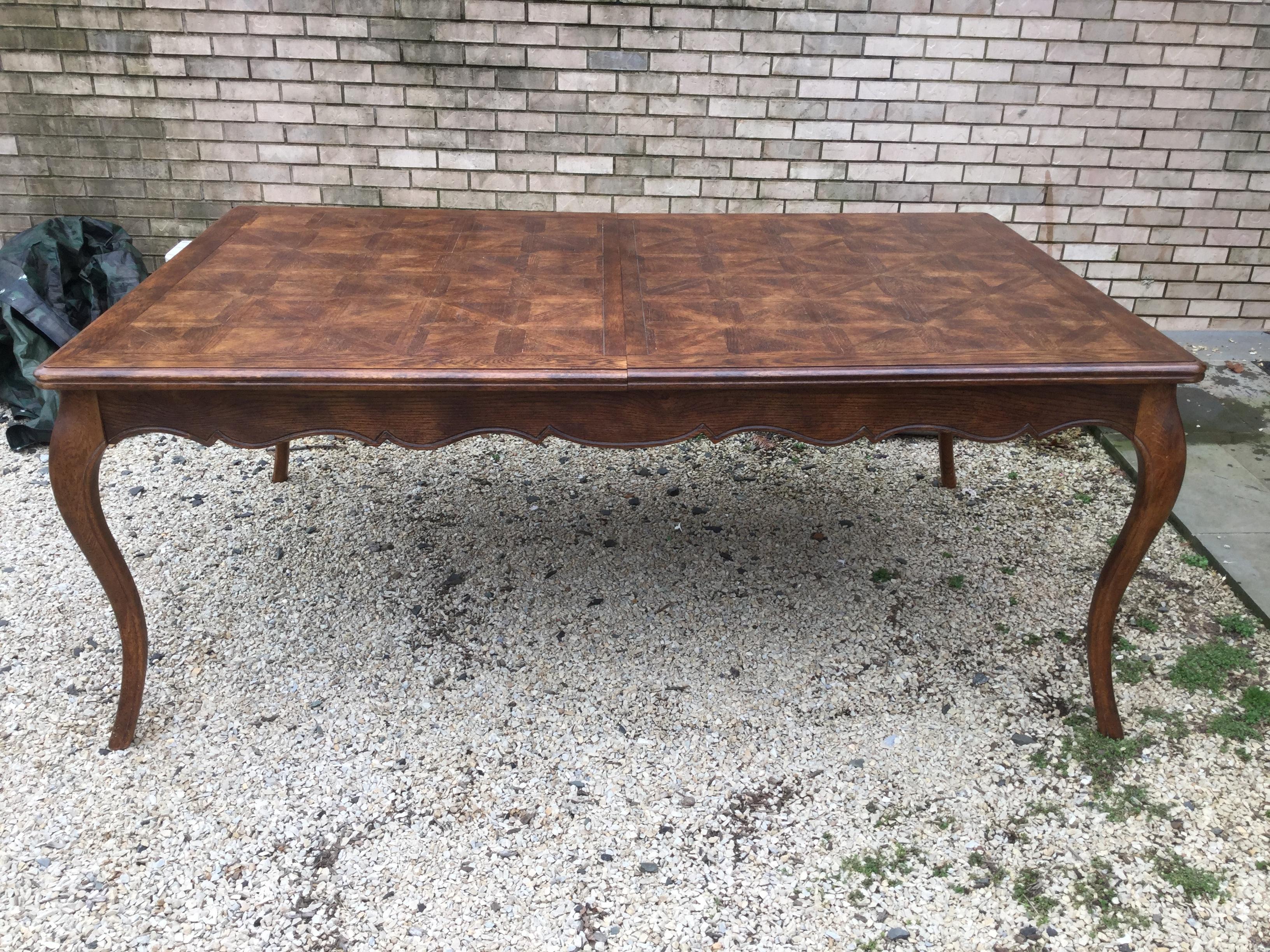 Louis XV Country French Dining Table with Parquet Top For Sale