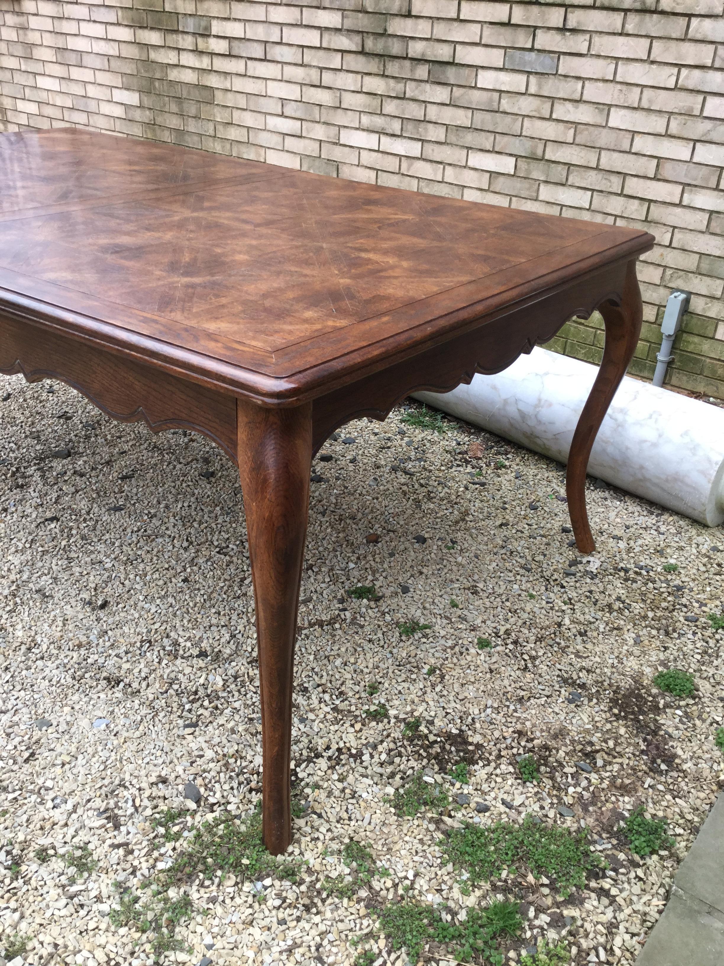 North American Country French Dining Table with Parquet Top For Sale