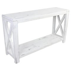 Country French Equestrian White Wash Hall Table, Fir Wood