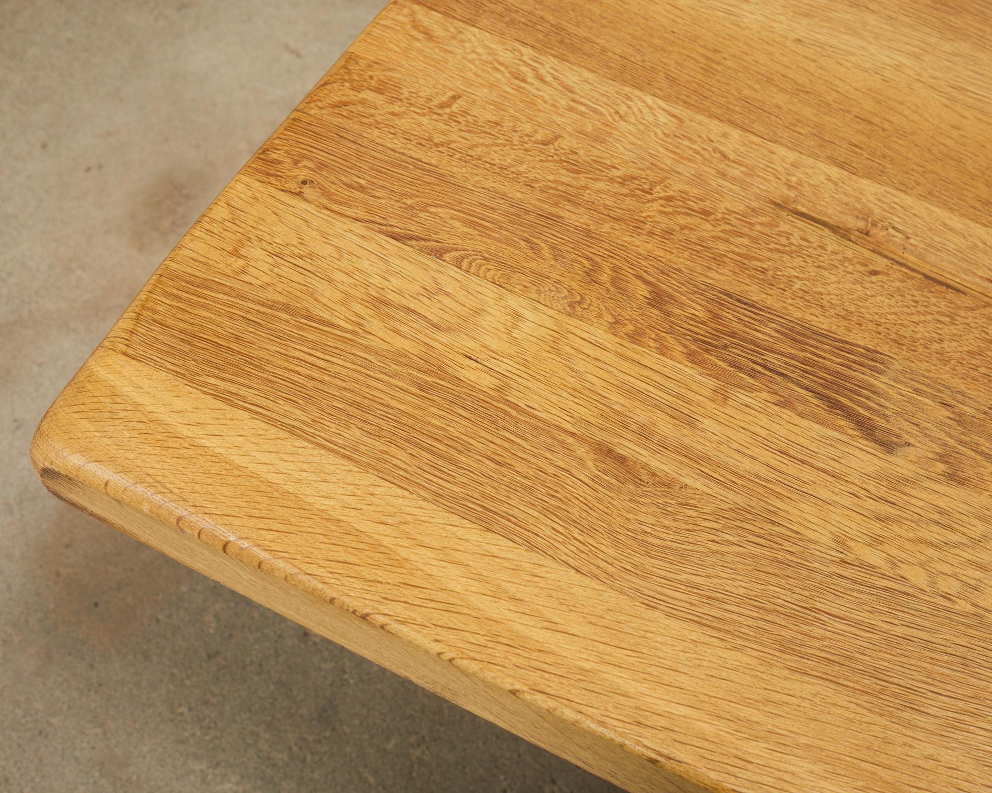 Country French Farmhouse Bleached Oak Trestle Dining Table 8