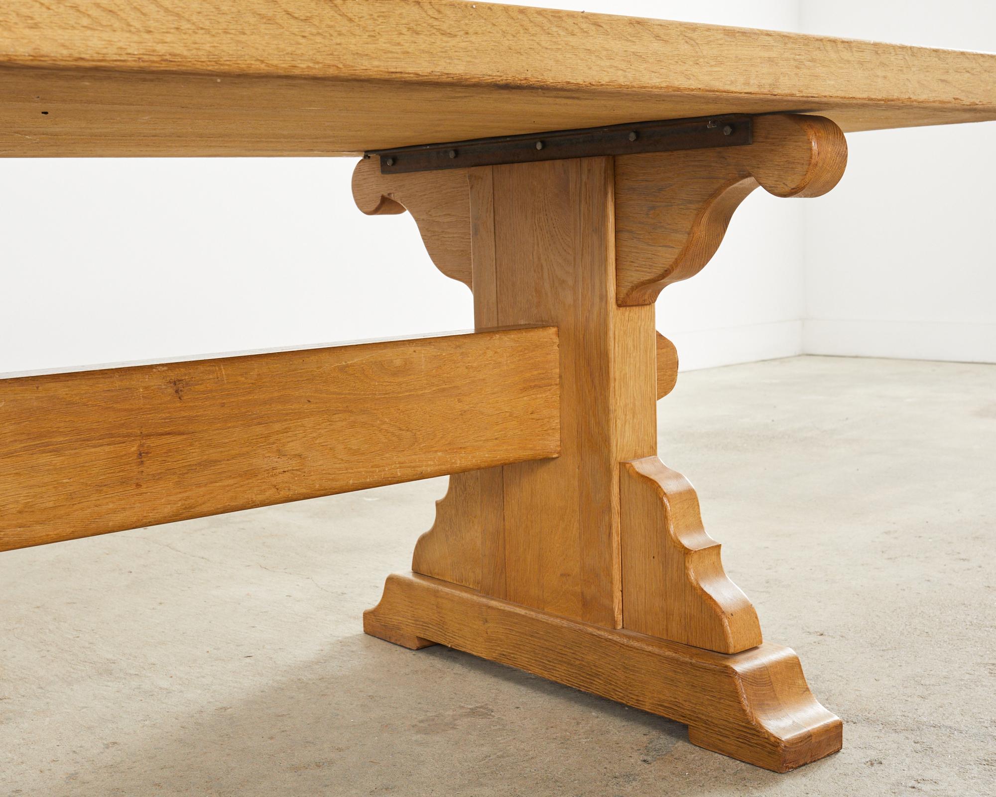 Country French Farmhouse Bleached Oak Trestle Dining Table 13