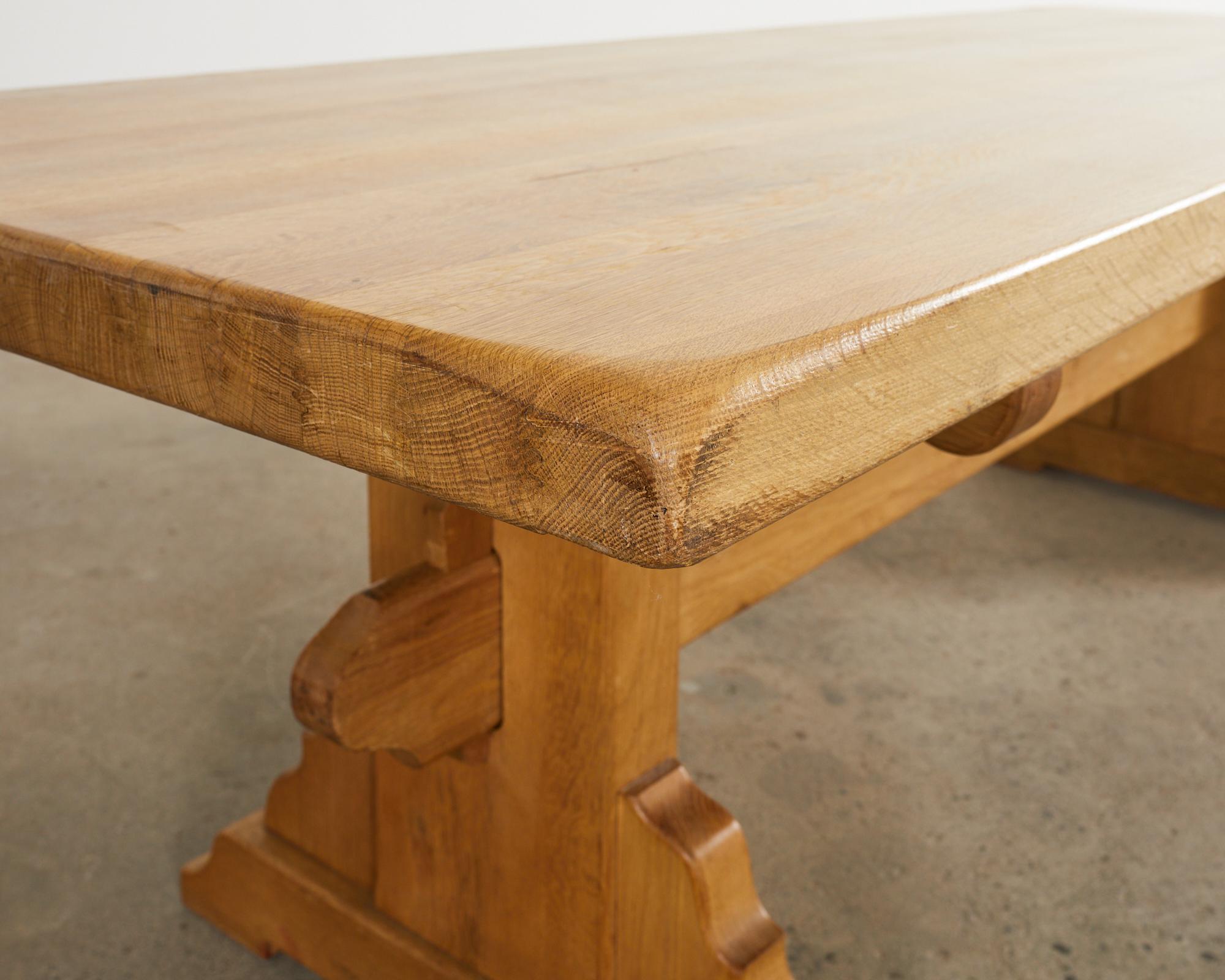 Country French Farmhouse Bleached Oak Trestle Dining Table 14